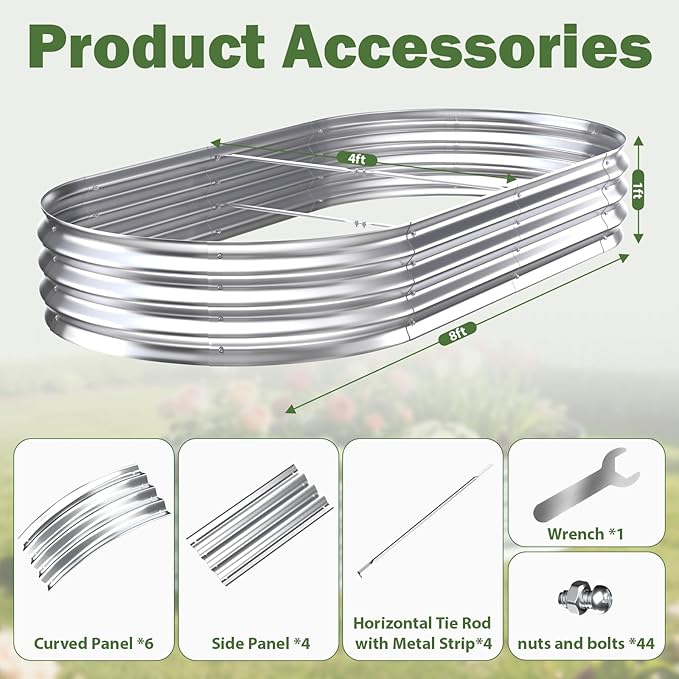 Galvanized Raised Garden Bed Outdoor, Easy Assemble Large Oval Plant Container - Image 5