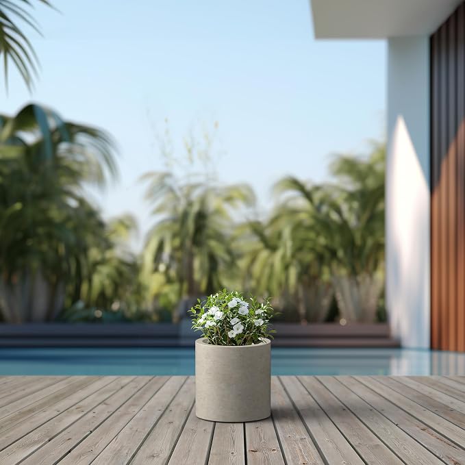 Kante 9.8" Dia Round Concrete Planter, Modern Style Large Cylindrical Plant Pot - Image 6