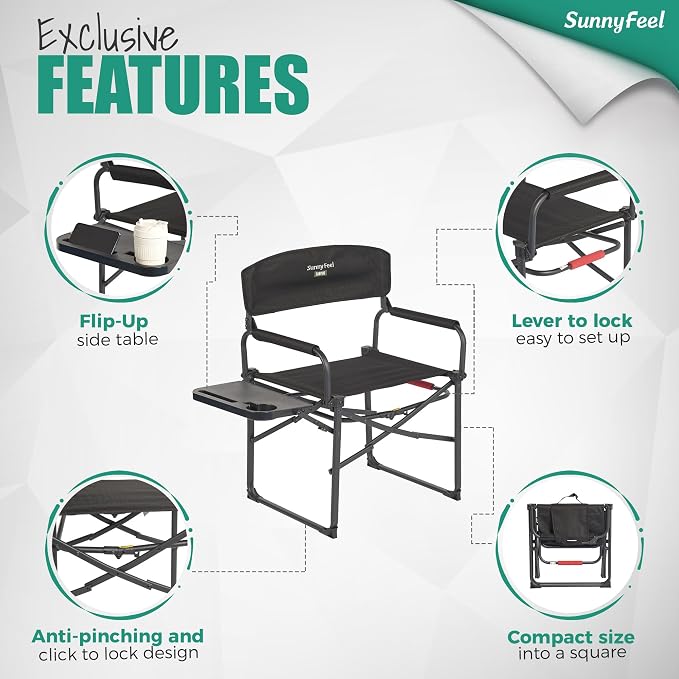 SUNNYFEEL Camping Directors Chair, Heavy Duty, Oversized Portable Folding Chair - Image 6