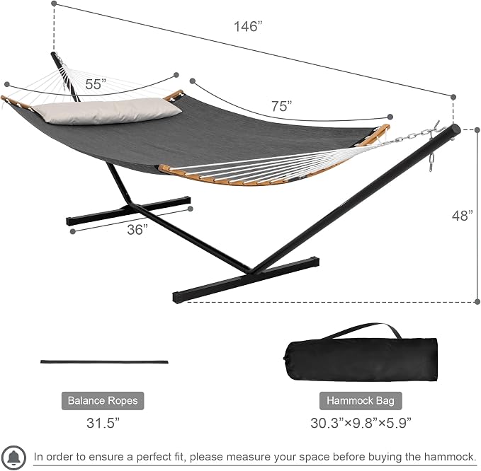 Double Hammock with Stand, Quick Dry Hammock with 12FT Stand - Image 6