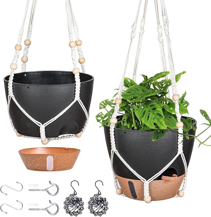 10 Inch Hanging Planters for Indoor Plants, 2 Pack Self Watering Hanging by Fielda