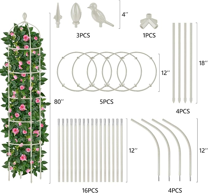 Garden Obelisk Trellis for Climbing Plants Outdoor 6.7 Ft Rose Bush Round - Image 4