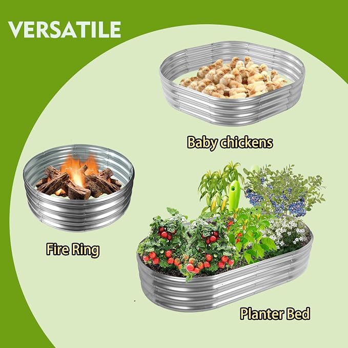 5X2.7X1 FT Oval Galvanized Metal Garden Raised Bed/Plant Box - Image 2