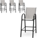 HOMREST Outdoor Bar Height Stools Set of 4, High Back Patio Chairs by HOMREST