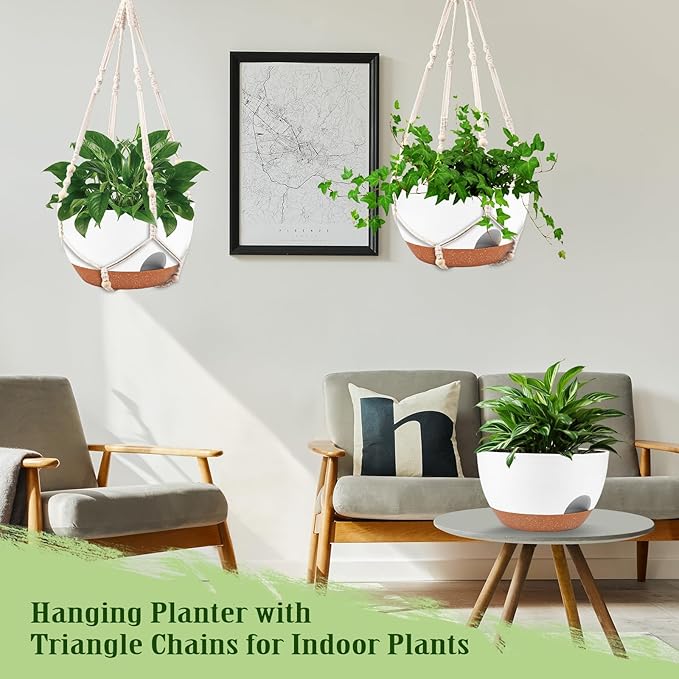 Hanging Planters for Outdoor Indoor Plants, 2 Pack 12 Inch Hanging Basket - Image 7