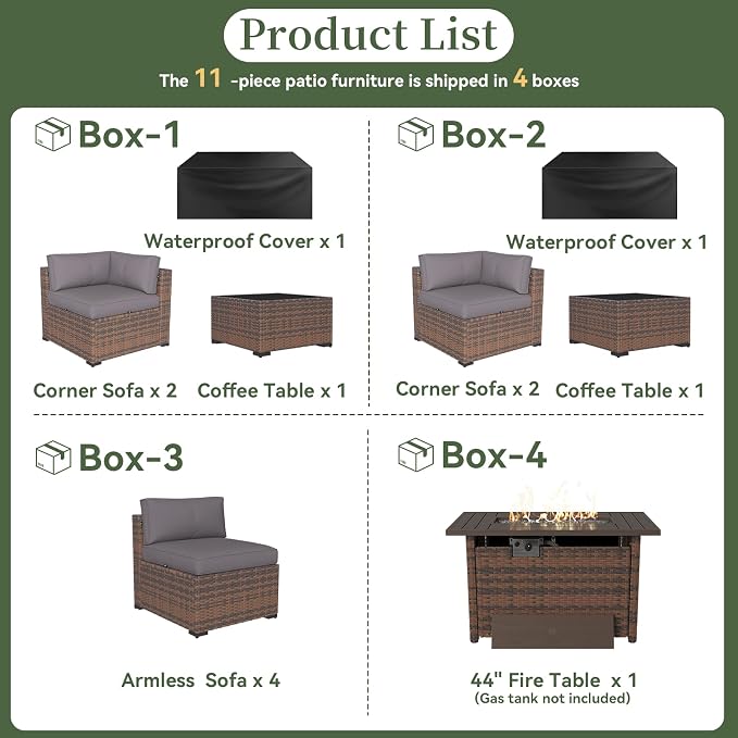 Aoxun 11 Piece Patio Furniture Set - Image 5