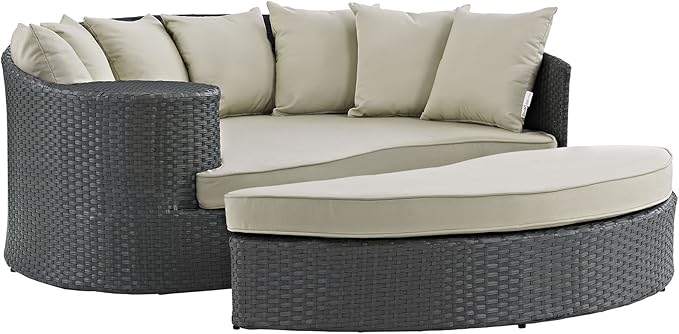 Modway EEI-1982-CHC-BEI Sojourn Wicker Rattan Outdoor Patio Sunbrella Fabric - Image 3