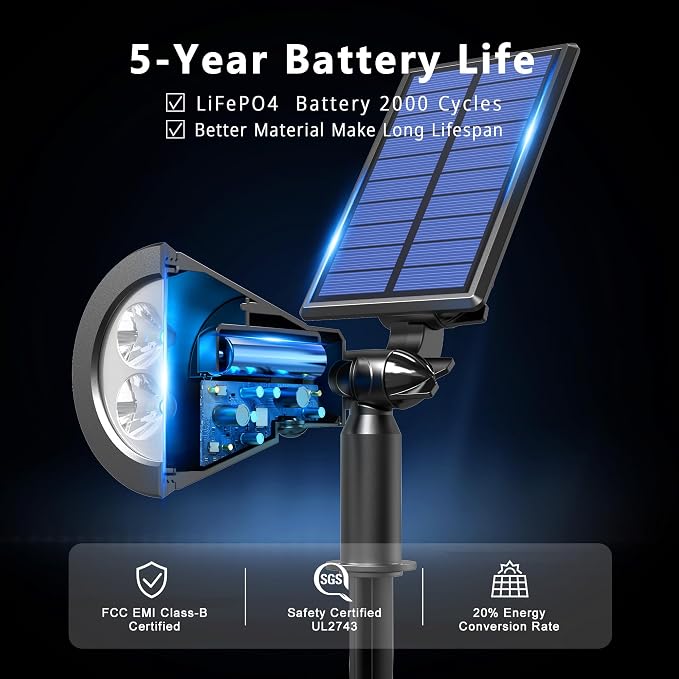 Solar Lights Outdoor Waterproof IP65, 6500K Super Bright LED, 2 Lighting Modes - Image 3