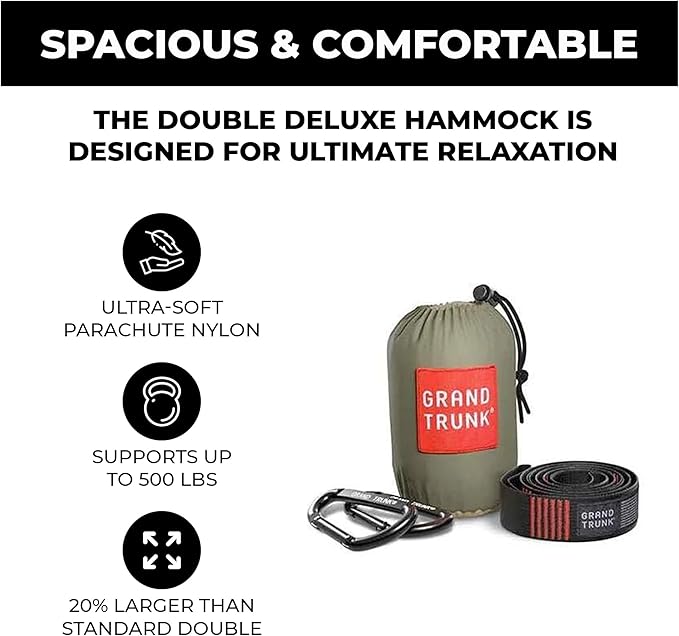 GRAND TRUNK TrunkTech Double Hammock | Ultra-Strong & Lightweight | 11 ft - Image 7