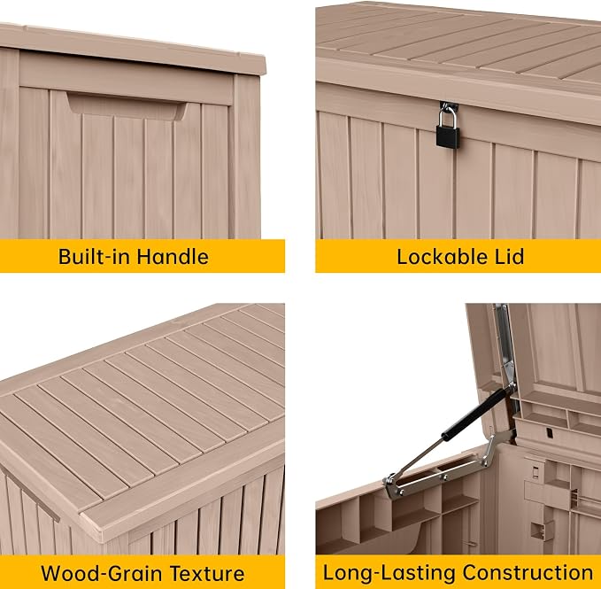 DRATO 200 Gallon Deck Box, Waterproof Resin Large Outdoor Storgae Box - Image 3