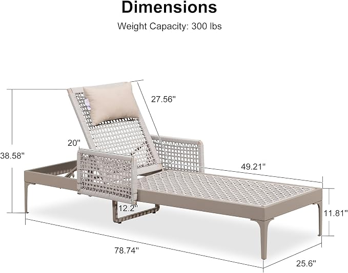 PURPLE LEAF 2 Pieces Outdoor Chaise Lounge Set Rattan Wicker Lounger - Image 8