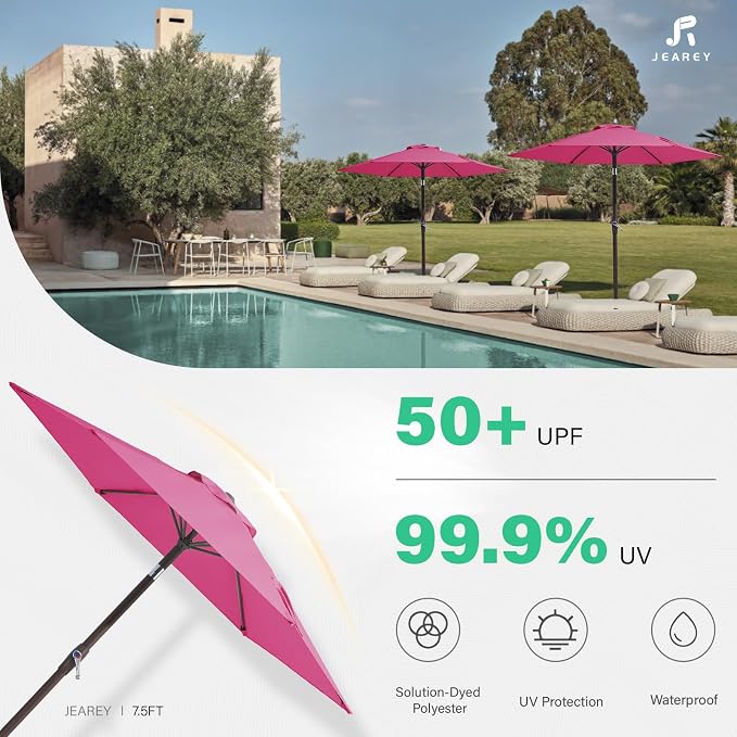 JEAREY 7.5FT Patio Umbrella Market Table Umbrella - Image 5