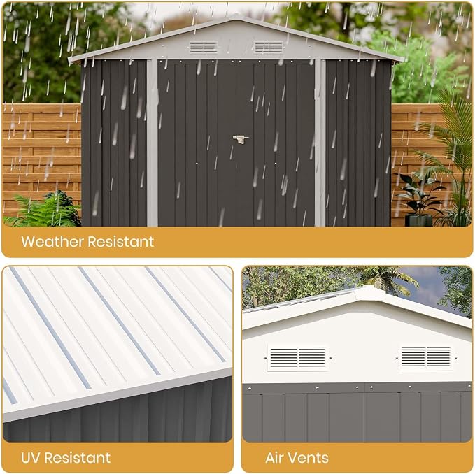 Patiowell 12 x 8 FT Outdoor Storage Shed, Steel Shed Storage House - Image 4