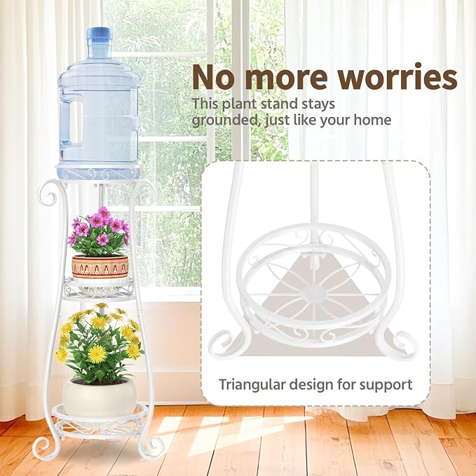 LASZOLA 3 Tier White Metal Plant Stand - Image 3