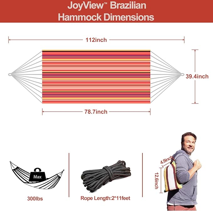 JoyView Brazilian Hammock for Single Preson Portable Hammock - Image 2