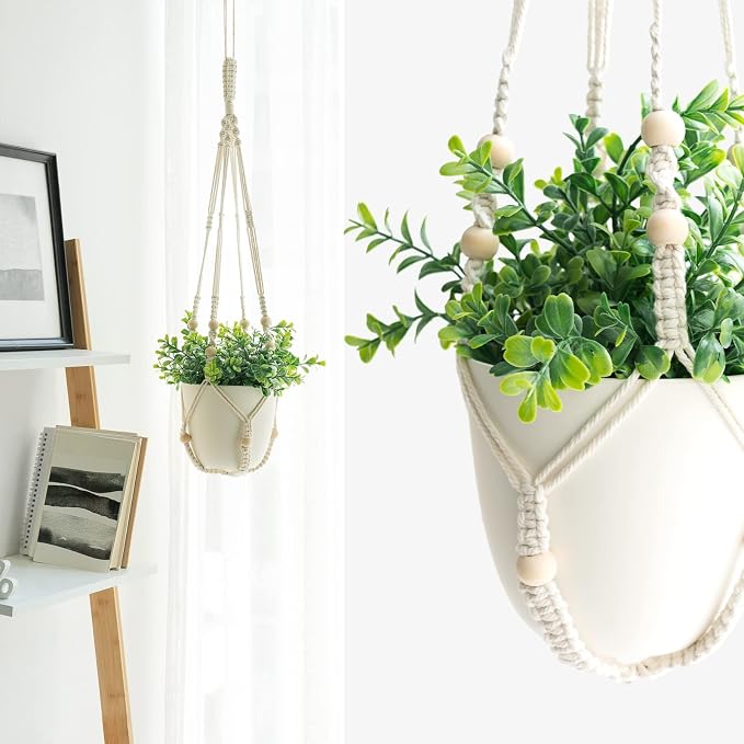 Mkono 3 Pack Macrame Plant Hangers Indoor Different Size Hanging Planter Basket - Image 4