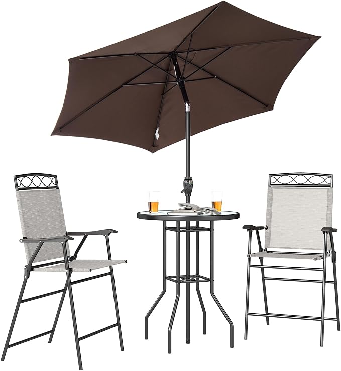 Outsunny 4 Piece Outdoor Patio Dining Furniture Set, 2 Folding Chairs, by Outsunny