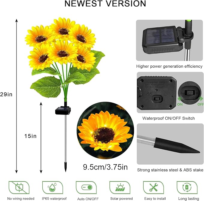Solar Sunflower Lights 2 Pack - Image 2