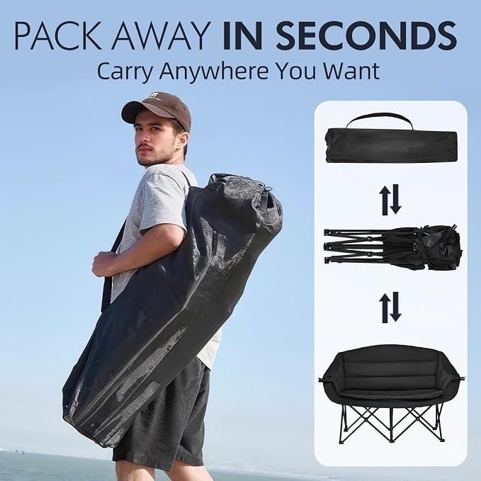 Double Camping Chair Padded Loveseat Chair - Image 6
