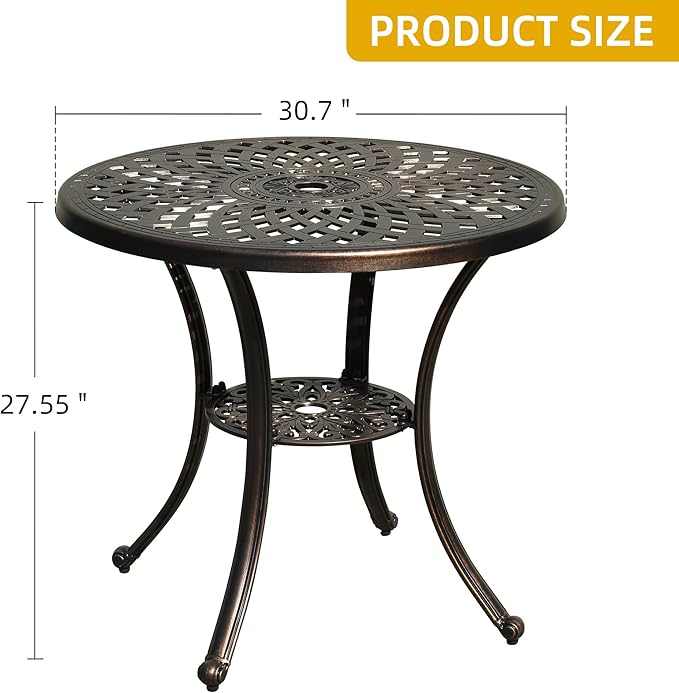 DWVO 30 Inches Round Patio Dining Table - Image 3