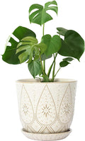 Gepege 10 Inch Plant Pot, Creamy White Ceramic Planter by Gepege