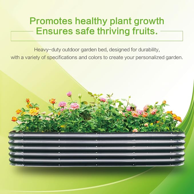 Gardmax Galvanized Raised Garden Bed, Lightweight Planter Boxes Outdoor - Image 6