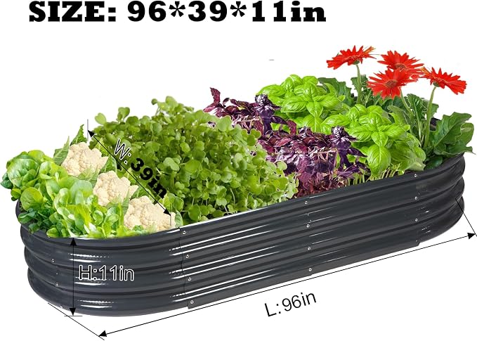 Raised Garden Bed Galvanized Planter Box Outdoor, Rot-Resistant Metal Garden - Image 2
