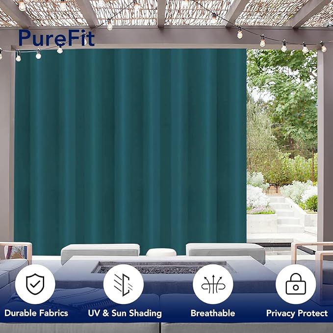 PureFit Outdoor Curtains for Patio Waterproof Weatherproof, UV Resistant - Image 3