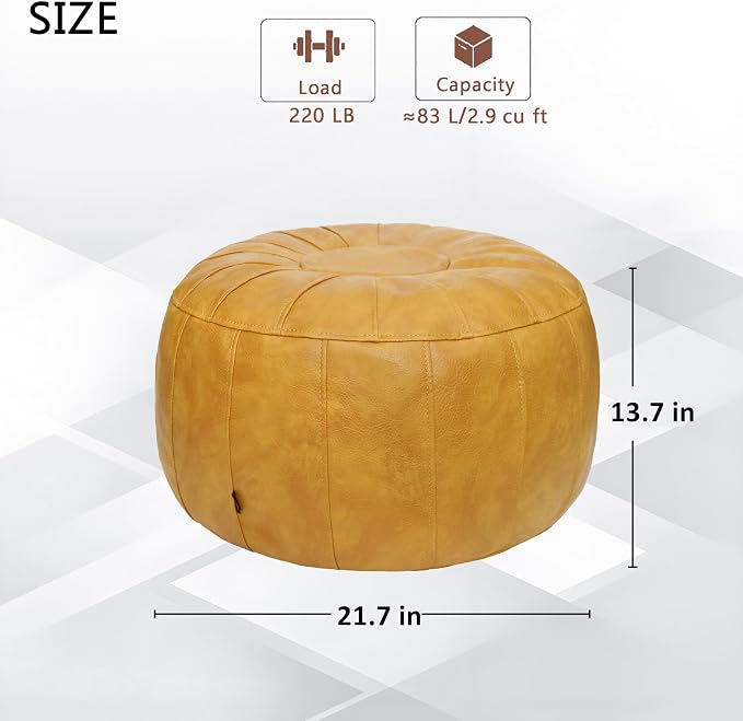 Thgonwid Unstuffed Moroccan Storage Pouf Foot Stool Ottoman Seat Handmade Faux - Image 3