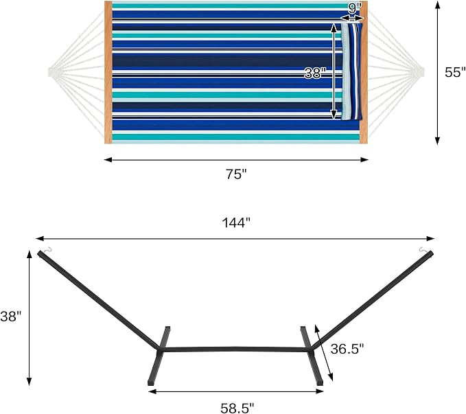 Two Person Hammock with Stand for Outside Heavy Duty, Outdoor Patio Hammock - Image 4