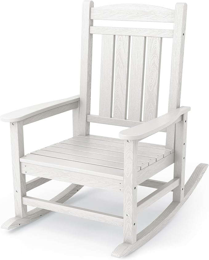 KINGYES HDPE Outdoor Rocking Chair, Widened Seat Patio Rocking Chair, Oversized by KINGYES