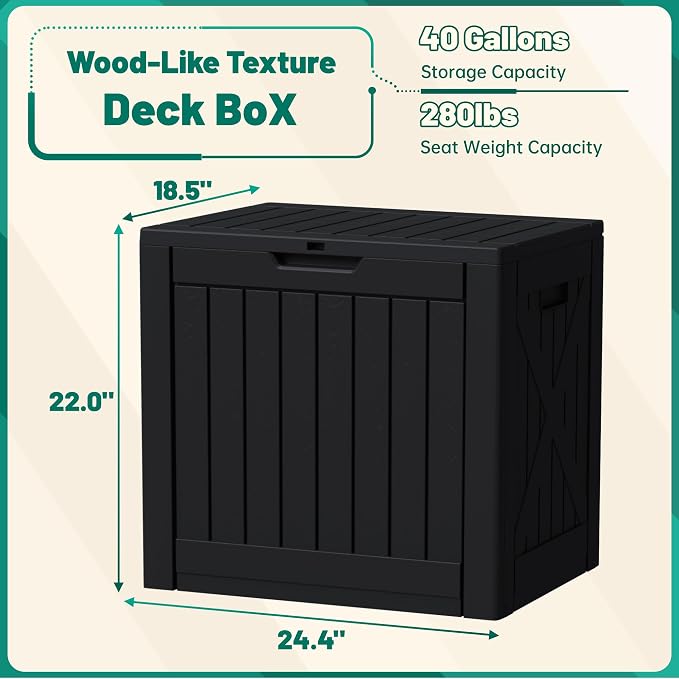 Devoko 40 Gallon Deck Box Outdoor Storage Box Waterproof - Image 7