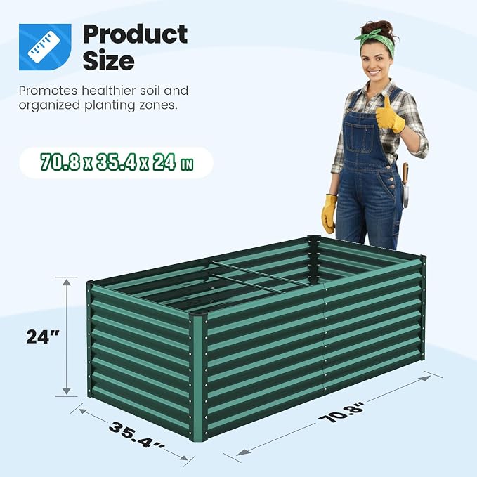 Quictent Galvanized Raised Garden Bed Metal Planter Box Bottomless - Image 6