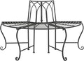 SAFAVIEH Outdoor Collection Abia Victorian Antique Black Semicircle Tree Bench by SAFAVIEH