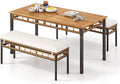 Tangkula 3 Pieces Wood Patio Dining Set, Outdoor PE Wicker Rectangular Acacia by TANGKULA