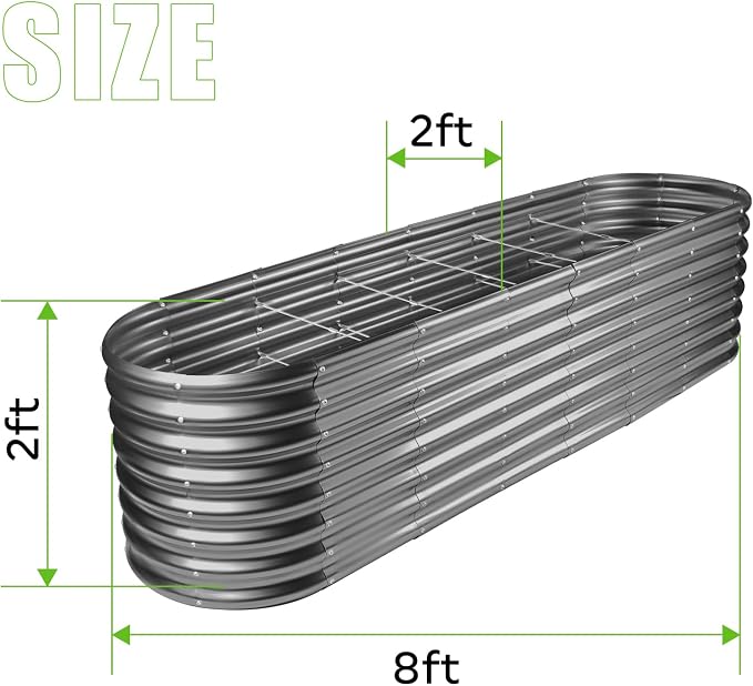 Land Guard 8×2×2ft Galvanized Raised Garden Bed Kit, Raised Garden Boxes Outdoor - Image 2
