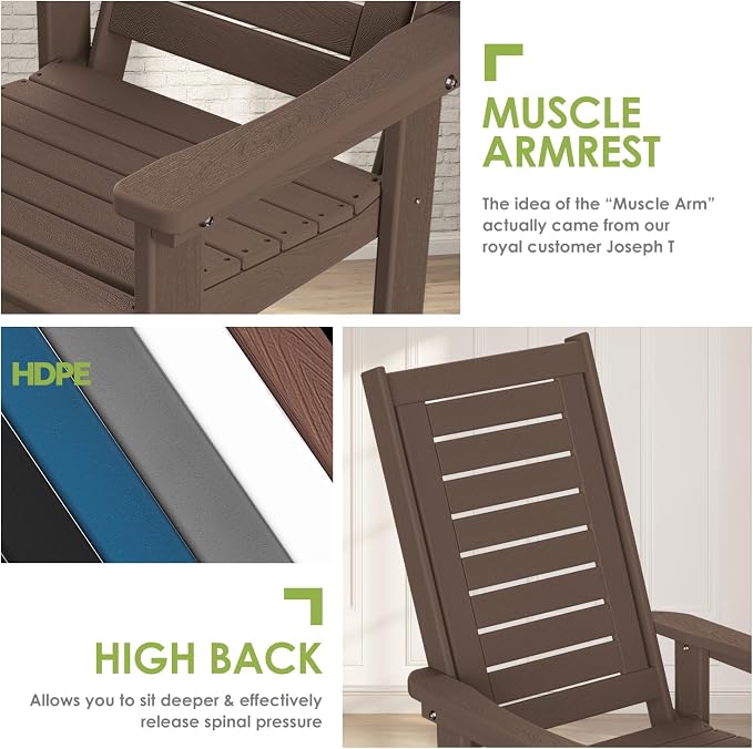 GREENVINES Outdoor Rocking Chairs | Set of 2 | Porch Rocker | HDPE Plastic | - Image 7