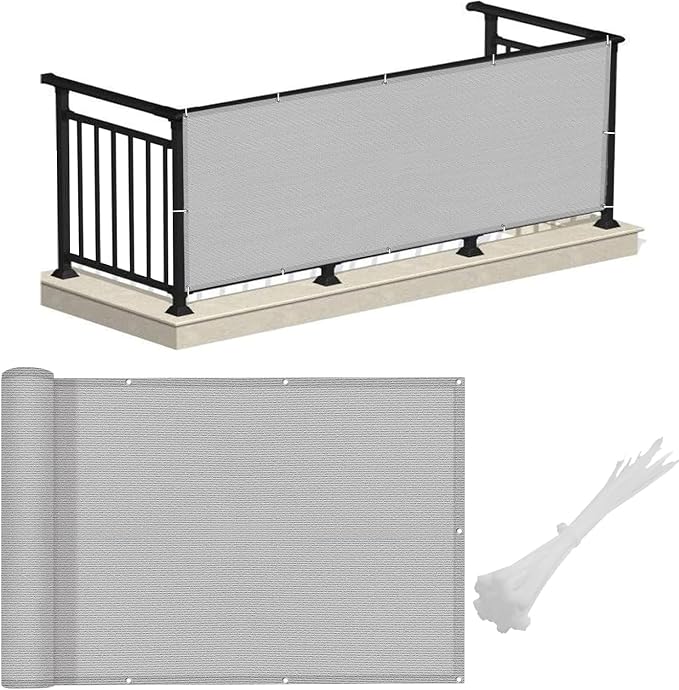 LOVE STORY 3'x10' Gray Balcony Screen Privacy Fence Cover UV Protection by LOVESTORY