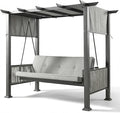 Pamapic 2-in-1 Convertible Porch Swing Bed, 3-Seat Elegant Patio Swing by Pamapic