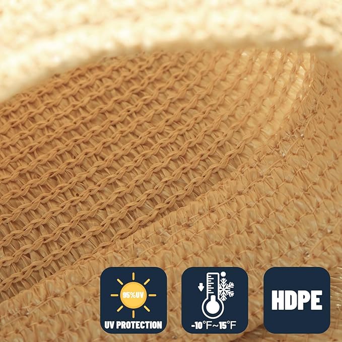 SUNNY GUARD Custom Size 14'x14'x19.8' Sand Sun Shade Sail Right Triangle UV - Image 4