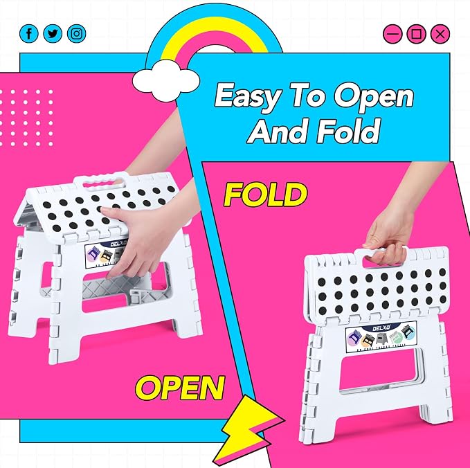 Delxo 9 Inch Folding Step Stool, Portable Collapsible Step Stool - Image 4