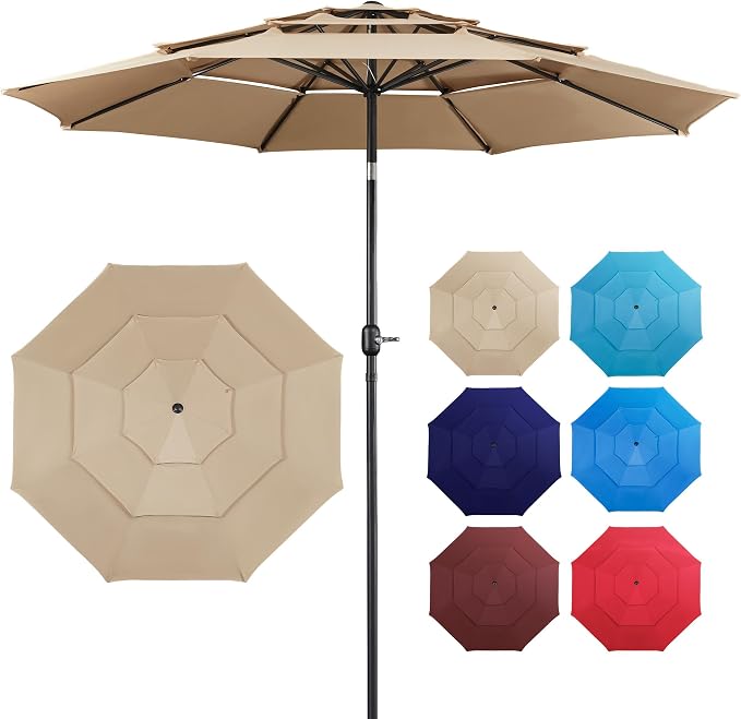 Yaheetech 3-Tier Patio Umbrella 10ft Vented Outdoor Canopy Sun Shade Large by Yaheetech