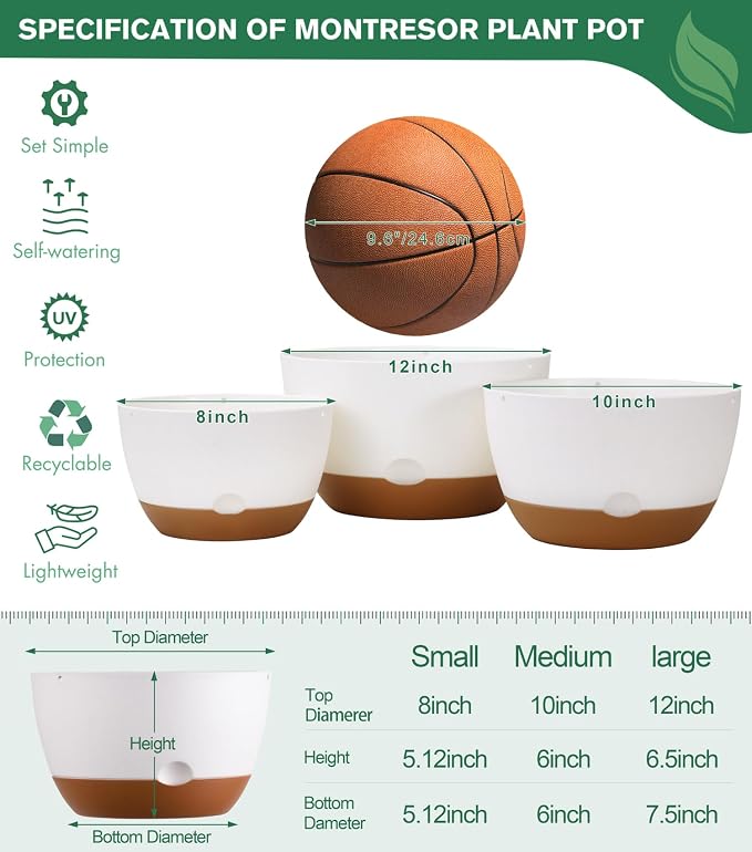 3 Pack 8/10/12 Inch Hanging Planters - Image 3
