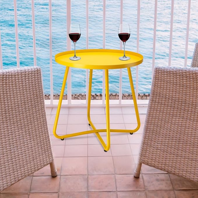 danpinera Outdoor Side Tables, Weather Resistant Steel Patio Side Table - Image 6