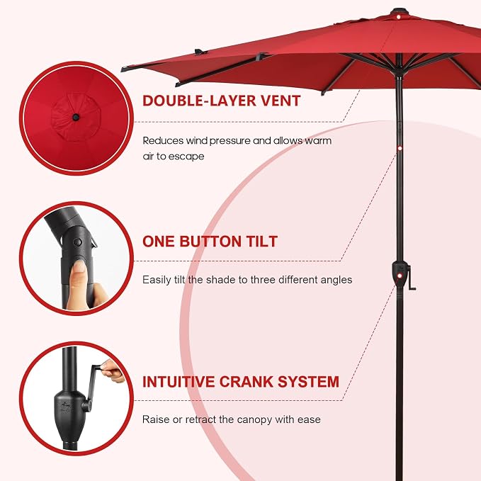 Abba Patio 9FT Lyon Outdoor Patio Umbrella Outdoor Table Umbrella - Image 4