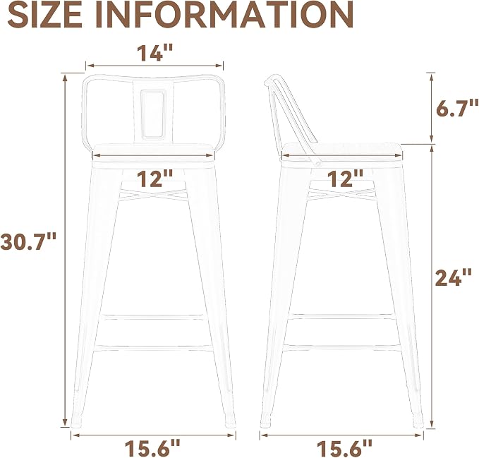 Yongchuang 24 inch Barstools Set of 2 Counter Height Bar Stools Farmhouse - Image 2