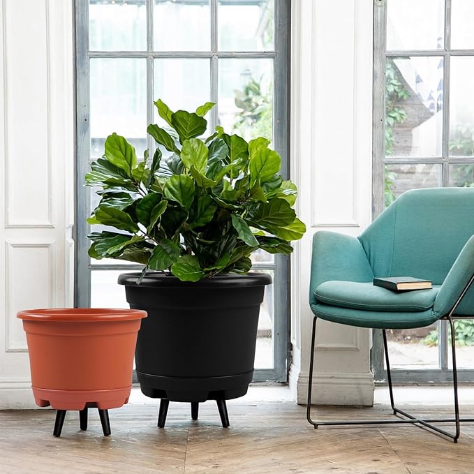 5 Pack 8.5 inch Plant Pot, Outdoor Flower Pots, Plastic pots - Image 5