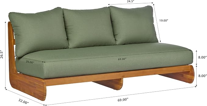 Christopher Knight Home Poppy Acacia Wood Outdoor 3 Seater Sofa - Image 2
