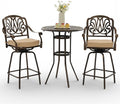 3-Piece Cast Aluminum Outdoor Bar Set, 31.5" Round High Top Patio Table & 2 by Attliahome