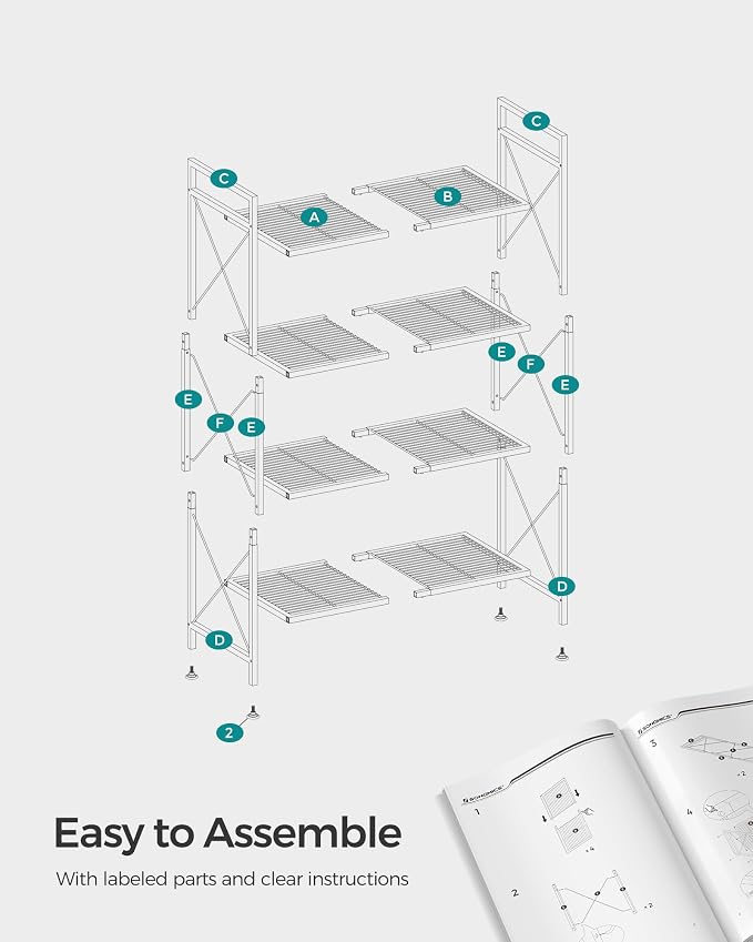 SONGMICS 4-Tier Metal Storage Rack, Shelving Unit - Image 8